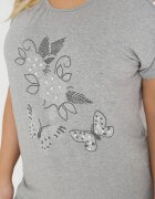 generation Bluză Gri Oversize cu Mâneci Open Shoulder Decorată cu Zirconii și Perle Kesola