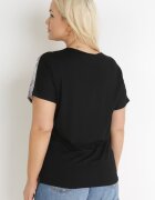 generation Bluză Neagră Oversize cu Imprimeu Metalic Floral cu Zirconii Deqsa