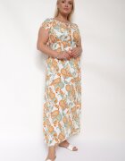 generation Rochie Alb-Portocalie din Bumbac cu Elastic în Talie Zilletta