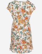 generation Rochie Alb-Verde Din Bumbac Cu imprimeu floral Croi drept Cu șnur în talie Risallise