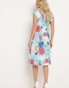 generation Rochie albastră deschisă din bumbac cu croi evazat cu elastic în talie cu imprimeu floral Rishta