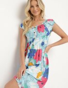 generation Rochie albastră deschisă din bumbac cu croi evazat cu elastic în talie cu imprimeu floral Rishta