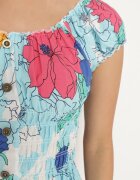 generation Rochie albastră deschisă din bumbac cu croi evazat cu elastic în talie cu imprimeu floral Rishta
