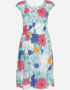 generation Rochie albastră deschisă din bumbac cu croi evazat cu elastic în talie cu imprimeu floral Rishta