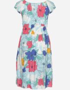 generation Rochie albastră deschisă din bumbac cu croi evazat cu elastic în talie cu imprimeu floral Rishta