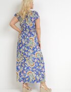 generation Rochie Albastră Evazată tip spaniolă Maxi cu elastic în talie din bumbac Briyenn