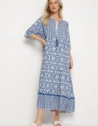 generation Rochie albastru deschis din bumbac stil boho cu legătură la decolteu Orradelle