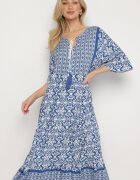 generation Rochie albastru deschis din bumbac stil boho cu legătură la decolteu Orradelle