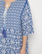 generation Rochie albastru deschis din bumbac stil boho cu legătură la decolteu Orradelle