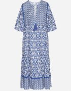 generation Rochie albastru deschis din bumbac stil boho cu legătură la decolteu Orradelle