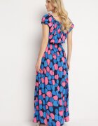 generation Rochie Albastru marin-Roz din bumbac cu elastic la decolteu și în talie Pietricea