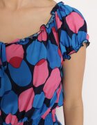 generation Rochie Albastru marin-Roz din bumbac cu elastic la decolteu și în talie Pietricea