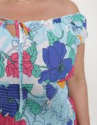 generation Rochie Albastru-Roz din Bumbac cu Croială Evazată cu Elastic în Talie Euretta