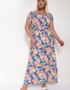 generation Rochie Albastru-Roz din Bumbac cu Elastic în Talie Zilletta