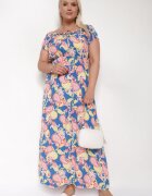 generation Rochie Albastru-Roz din Bumbac cu Elastic în Talie Zilletta