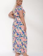 generation Rochie Albastru-Roz din Bumbac cu Elastic în Talie Zilletta