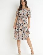 generation Rochie Bej-Neagră Din bumbac Stil spaniol Cu model Paisley Rosalita