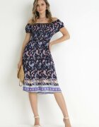 generation Rochie Bleu-marin Cloche Din bumbac Spaniolă cu model Paisley Dottia