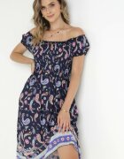 generation Rochie Bleu-marin Cloche Din bumbac Spaniolă cu model Paisley Dottia