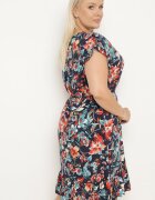 generation Rochie Bleumarin Din Bumbac Cu Flori Cu Croială Dreaptă Cu Șnur în Talie Risallise