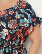 generation Rochie Bleumarin Din Bumbac Cu Flori Cu Croială Dreaptă Cu Șnur în Talie Risallise