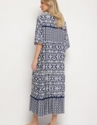 generation Rochie bleumarin din bumbac stil boho cu legătură la decolteu Orradelle