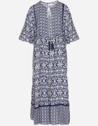 generation Rochie bleumarin din bumbac stil boho cu legătură la decolteu Orradelle