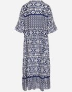 generation Rochie bleumarin din bumbac stil boho cu legătură la decolteu Orradelle
