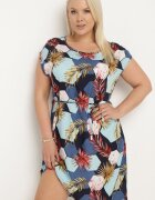 generation Rochie bleumarin Legată în talie cu Model Abstract Crapatura la spate Risallete