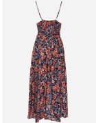 generation Rochie bleumarin-roșie din bumbac petrecută cu bretele subțiri cu imprimeu floral Rissamira