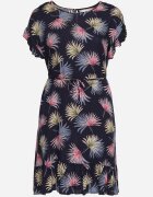 generation Rochie bleumarin-roz din bumbac cu motiv floral și legătură în talie Rissani