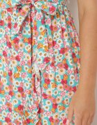 generation Rochie de Bumbac Albastru-Roșie cu Bretele cu Decolteu Petrecut și Crapatură Asimetrică Xiloa
