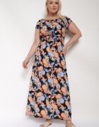 generation Rochie de bumbac negru-albastru cu elastic în talie Zilletta