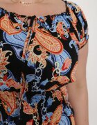 generation Rochie de bumbac negru-albastru cu elastic în talie Zilletta