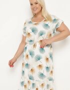 generation Rochie din bumbac alb-albastru cu motiv floral și cordon în talie Rissani