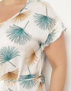 generation Rochie din bumbac alb-albastru cu motiv floral și cordon în talie Rissani