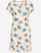 generation Rochie din bumbac alb-albastru cu motiv floral și cordon în talie Rissani