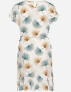 generation Rochie din bumbac alb-albastru cu motiv floral și cordon în talie Rissani