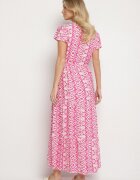 generation Rochie din Bumbac Roz Decorată Cu Model Aztec Cu Șnur în Talie