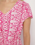 generation Rochie din Bumbac Roz Decorată Cu Model Aztec Cu Șnur în Talie