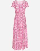 generation Rochie din Bumbac Roz Decorată Cu Model Aztec Cu Șnur în Talie