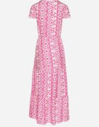 generation Rochie din Bumbac Roz Decorată Cu Model Aztec Cu Șnur în Talie
