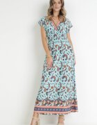 generation Rochie învăluită maxi albastră deschisă cu elastic în talie cu imprimeu Paisley Anitte