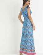 generation Rochie Maxi Albastru închis cu elastic în talie și decolteu adânc cu model Paisley Emmatta