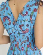 generation Rochie Maxi Albastru închis cu elastic în talie și decolteu adânc cu model Paisley Emmatta