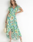 generation Rochie Maxi Verde din Bumbac cu Decolteu Petrecut și Curea din Material Nadalynn