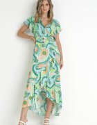 generation Rochie Maxi Verde din Bumbac cu Decolteu Petrecut și Curea din Material Nadalynn