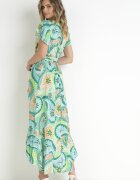 generation Rochie Maxi Verde din Bumbac cu Decolteu Petrecut și Curea din Material Nadalynn