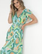 generation Rochie Maxi Verde din Bumbac cu Decolteu Petrecut și Curea din Material Nadalynn