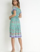 generation Rochie mentă evazată din bumbac cu umerii goi cu imprimeu Paisley Dottia